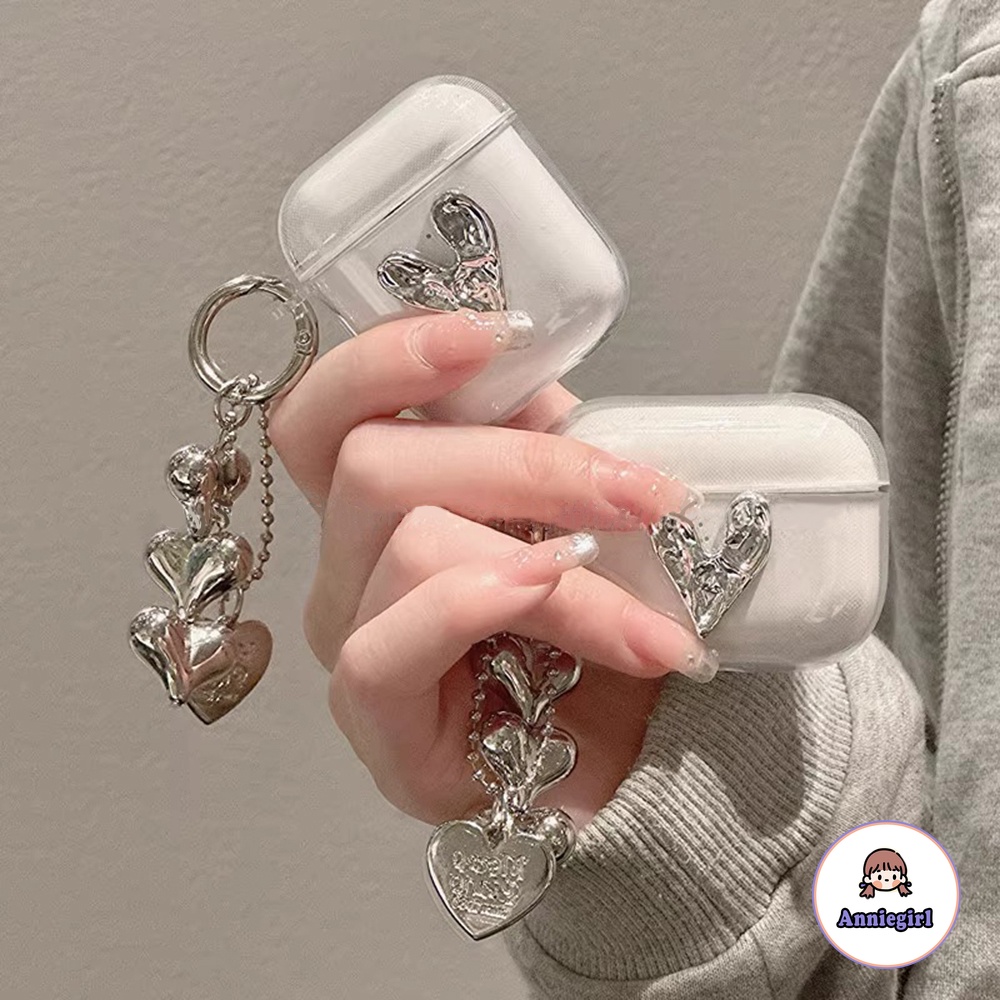 Sang Trọng Vỏ Bảo Vệ Hộp Sạc Tai Nghe airpods pro 2 airpods 1 2 apple bluetooth Bằng Silicon Mềm Mạ Điện Hình Trái Tim Màu Trơn Ốp
