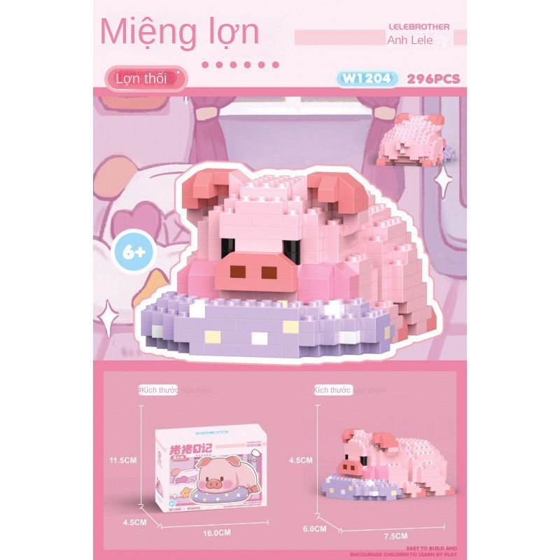 Đồ Chơi Khối Lắp Ráp Hình Chú Heo Xinh Xắn