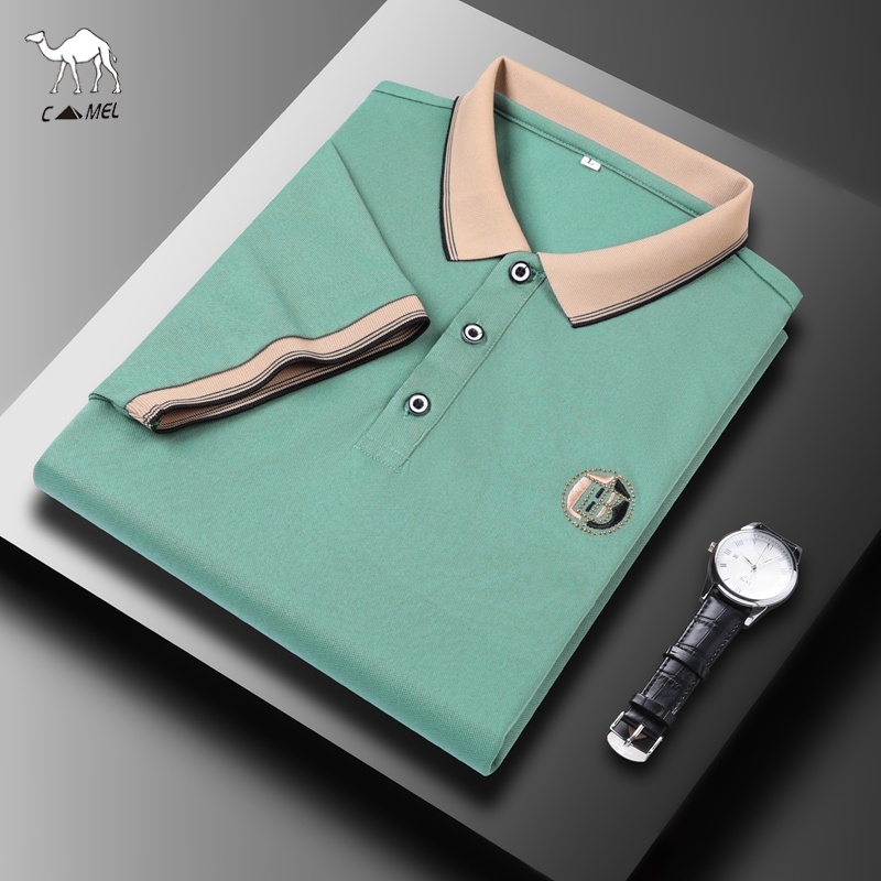 Áo polo Tay Ngắn Dáng Rộng Mỏng Thoáng Khí Thêu Họa Tiết Thời Trang Mùa Hè Cho Nam Trung Niên