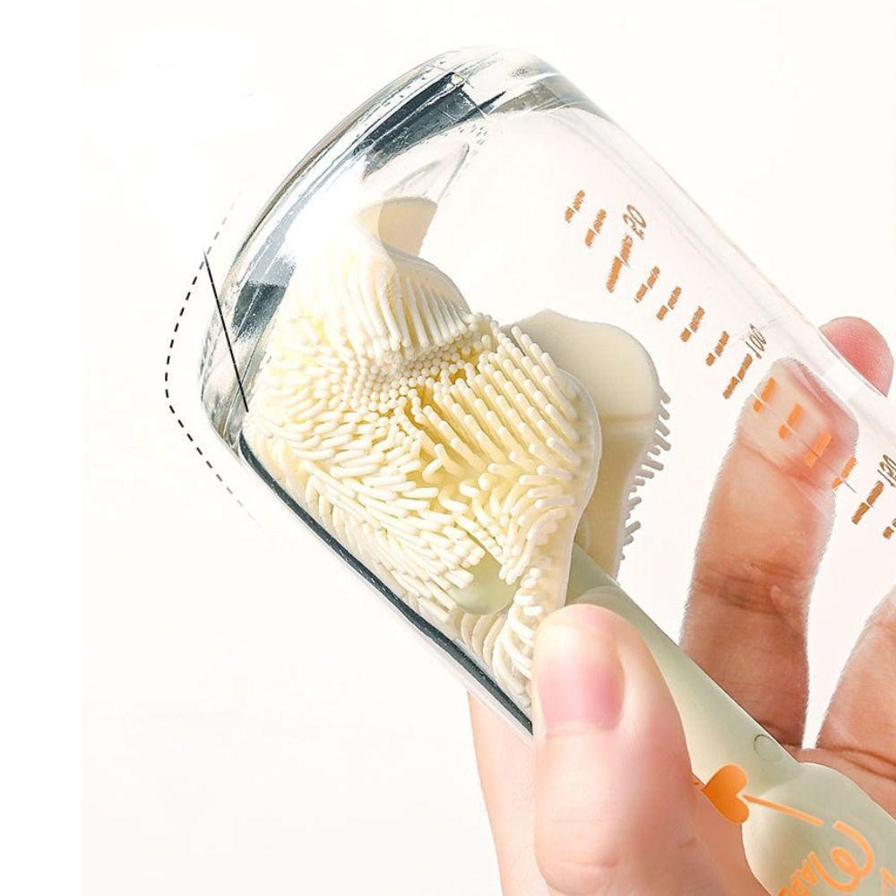 Bộ Cọ silicone Làm Sạch Bình Sữa Em Bé Thiết Kế Tay Cầm Dài Xoay 360 Độ