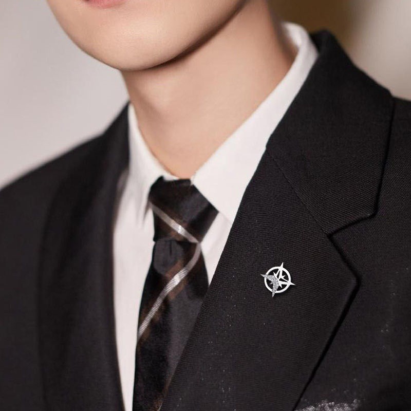 Ghim Cài Cổ Áo Hình Ngôi Sao Sáu Cánh Thời Trang Cho Nam