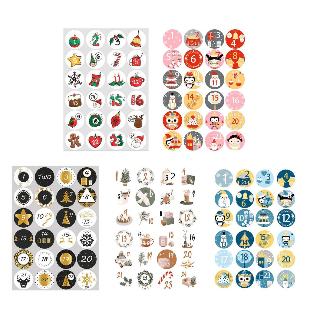 Hoạt Hình Bộ sticker Dán Lịch Giáng Sinh 1-24) (Số q2g1