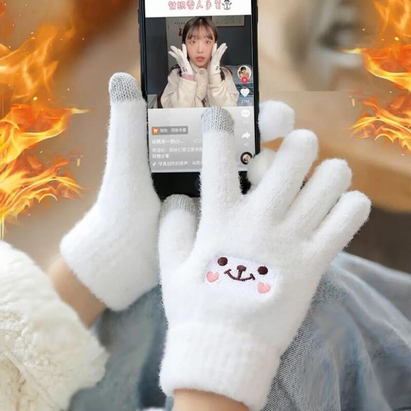 Găng Tay Len Cashmere Dày Dặn Giữ Ấm Mùa Đông Có Thể Chạm Màn Hình Cảm Ứng Dành Cho Nữ