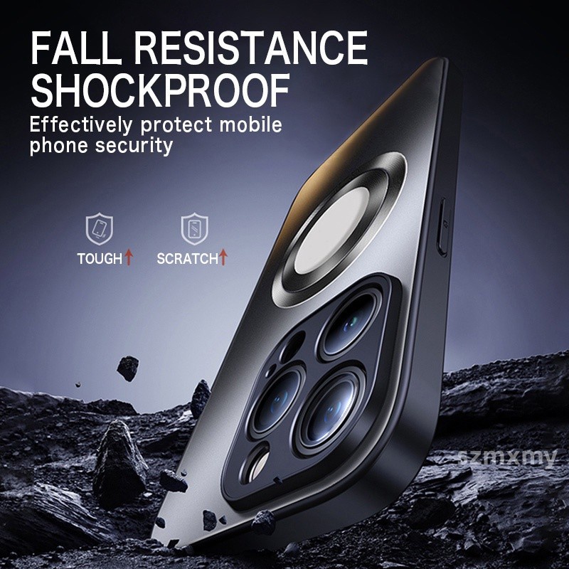 Ag Ốp Điện Thoại Mặt Kính Nhám Từ Tính Chống Dấu Vân Tay Cho iphone 15 14 13 12 pro max