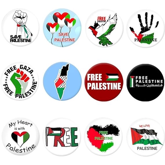 Palestine Nút Pin Trâm Cài Quần Áo Ve Áo Pin Tròn Vintage Huy Hiệu Kim Loại