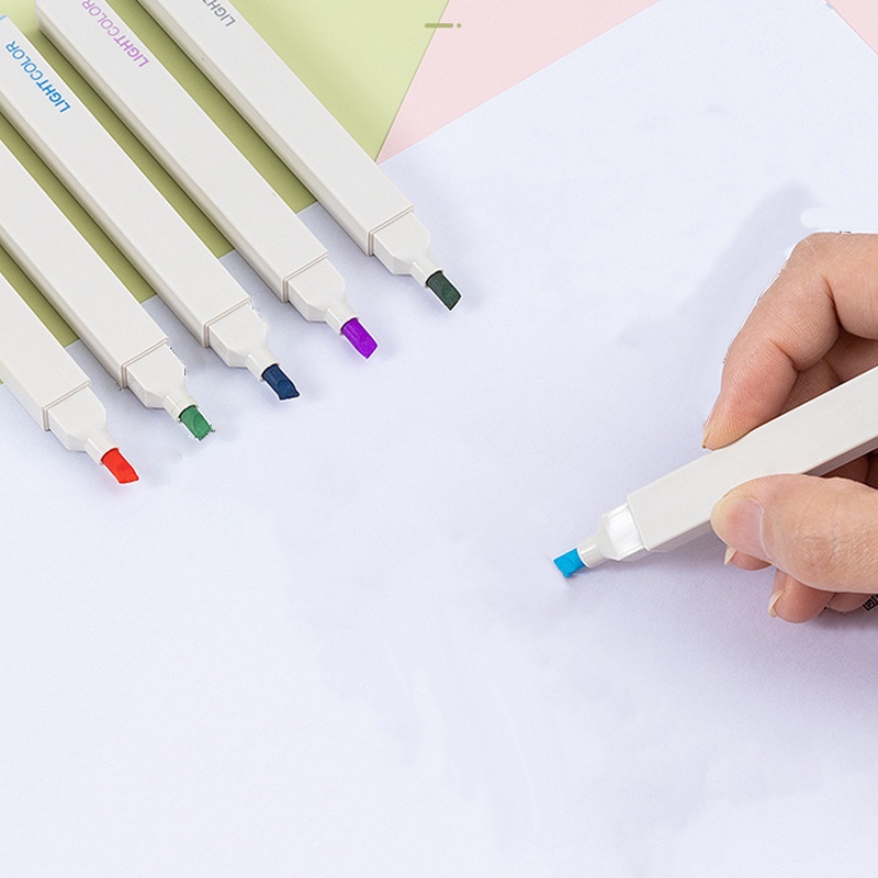Bút dạ quang 6 màu highlight pastel, bút đánh dấu nhớ dòng cute nhiều màu marker dễ thương YK