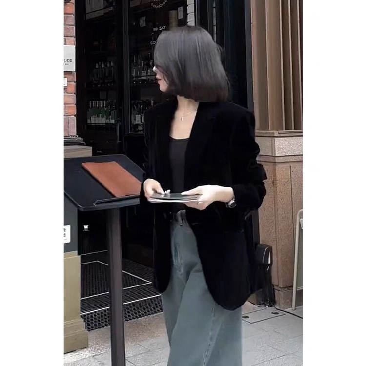 Áo Khoác blazer Chất Nhung Thời Trang Mùa Thu 2023 Cho Nữ