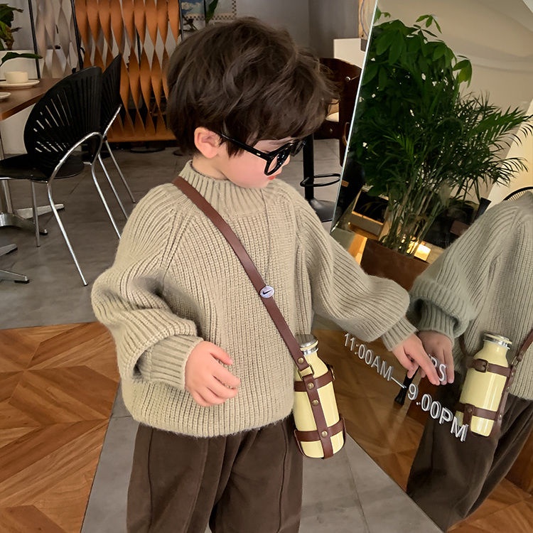 Phlis Áo sweater Màu Trơn Phong Cách Nhật Bản Thời Trang Thu Đông 2023 Cho Bé Trai