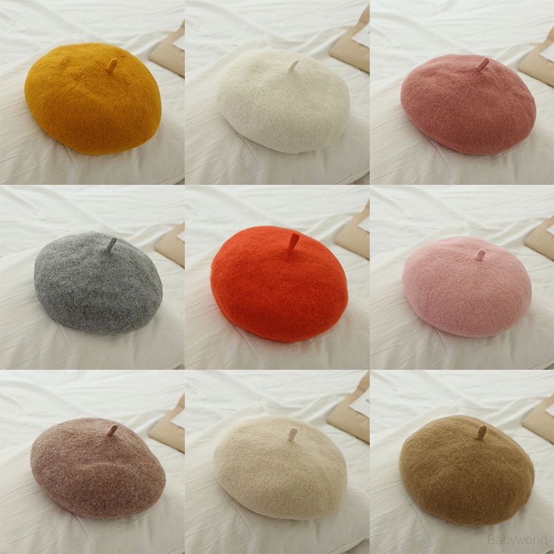 Mũ Nồi Lông Xù vintage Hàn Quốc Mùa Thu Đông Cho Bé Gái