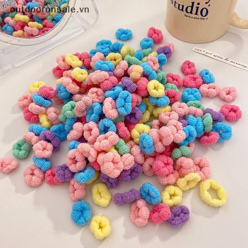 Set 100 Dây Thun Buộc Tóc Nhiều Màu Sắc Bằng Cao Su Co Giãn Dành Cho Trẻ Em