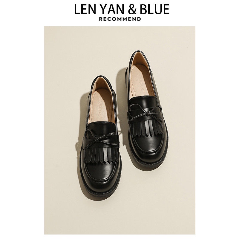 Giày Lười Da Phối Tua Rua Phong Cách Anh Quốc Thời Trang Mùa Đông 2023