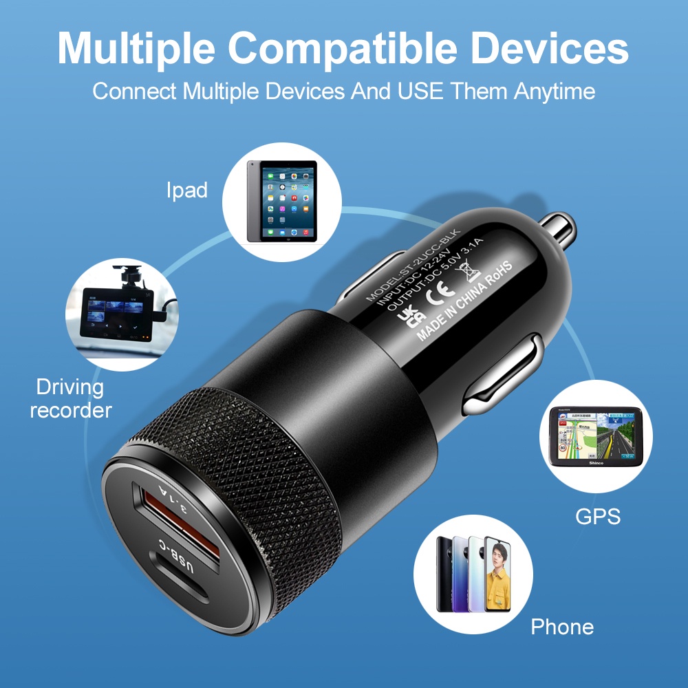 Tẩu Sạc Nhanh Cho iphone 13 / 12 / 11 Trên Xe Ô Tô