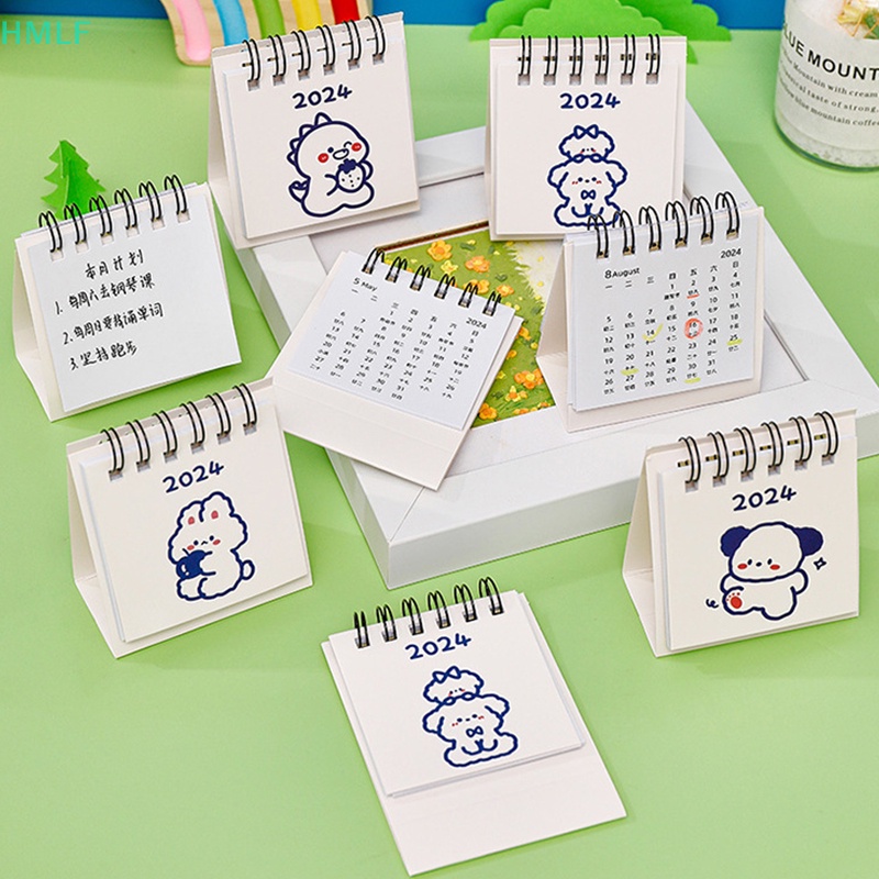 Lịch Để Bàn mini Năm 2024 Họa Tiết Hoạt Hình Đơn Giản Để Bàn Trang Trí Văn Phòng / Học Sinh
