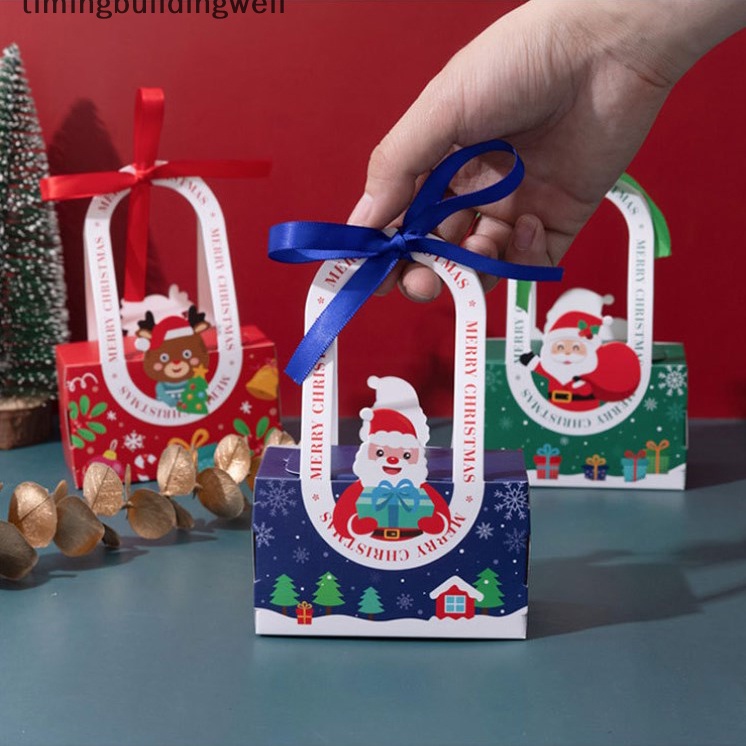 Hộp Đựng Bánh Kẹo Thắt Ruy Băng Giáng Sinh & Sự Kiện Làm Quà Tặng Bánh Quy Sô Cô La Đóng Gói Hàng Mới qdd