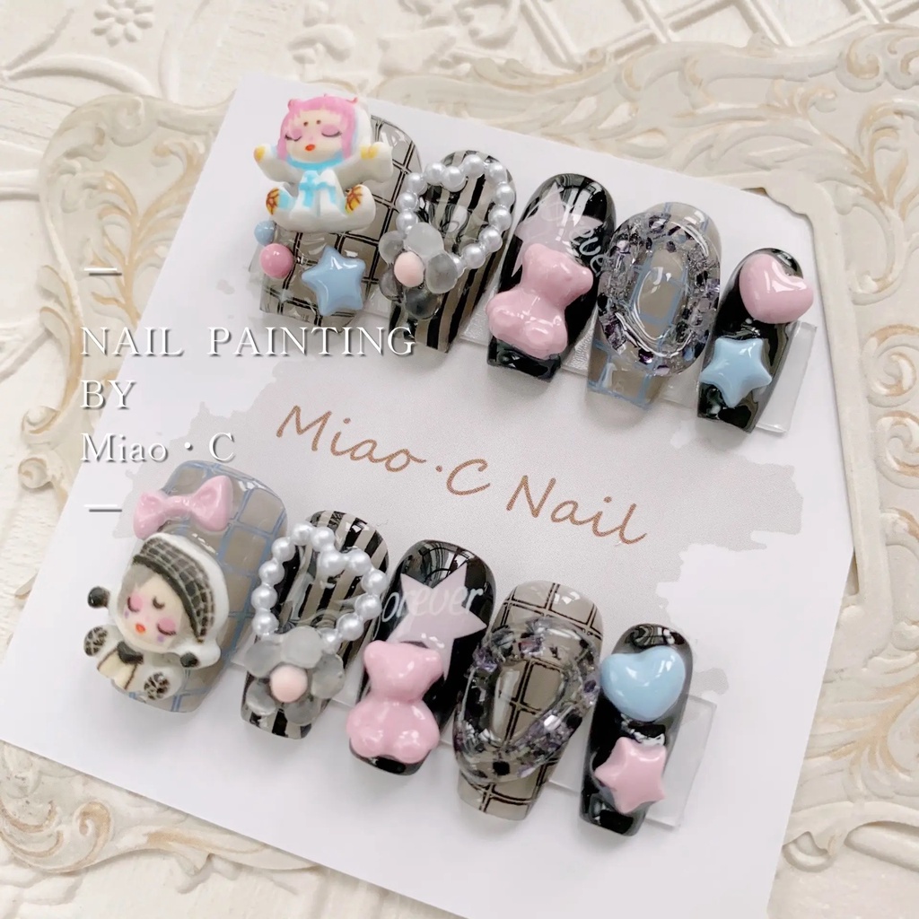 Charm Hoạt Hình Búp Bê Bubble Mart Dễ Thương | Trang Trí Móng Tay Pop Mart