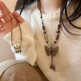 Vòng cổ mặt bướm rỗng bằng gốm phong cách dân tộc cổ điển cho nữ