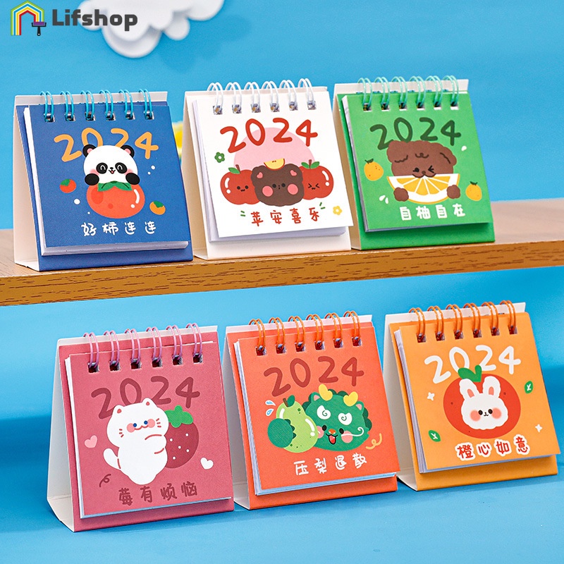 Lịch Để Bàn mini 2024 Kiểu Dáng Đơn Giản Dễ Thương