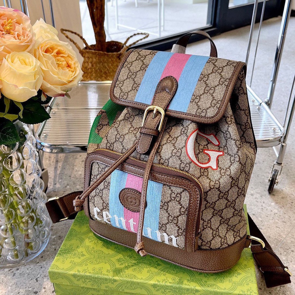 GUCCI star same backpack handsome men's and women's same backpack graffiti backpack