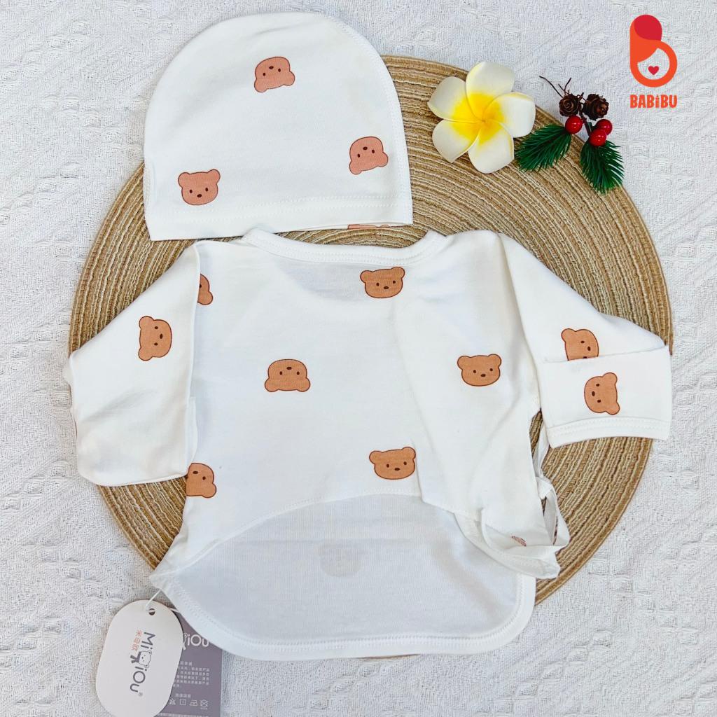 Set Mũ Áo Thắt Dây Hình Gấu Dễ Thương Cho Bé Babibu