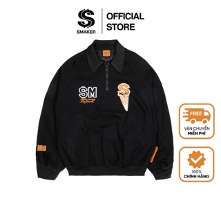 [SMAKER] Áo khoác sweater vải kaki - KEM KHAKI JACKET IN BLACK