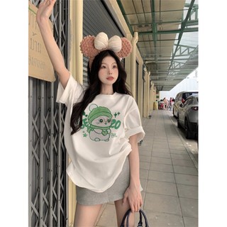 Áo thun nữ form rộng Guguno cotton 100% cổ tròn in basic