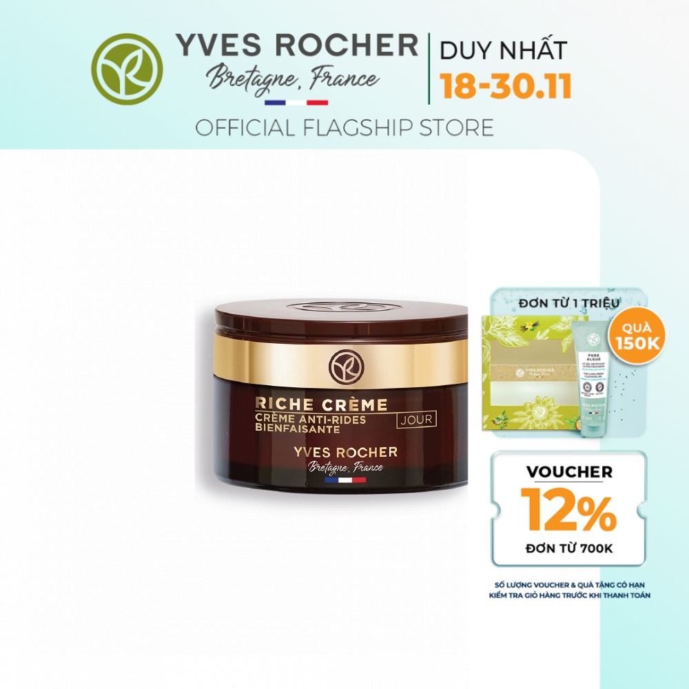 Kem Dưỡng Da Chống Lão Hóa Ban Ngày Yves Rocher  Riche Creme Comforting Anti-Wrinkle Day Cream Pot 50Ml