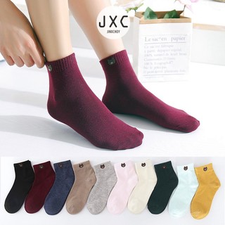JINxCHOY  Vớ cổ cao thêu hình gấu đáng yêu
