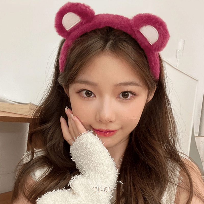 Băng đô gấu dâu hồng đậm nhạt chun co giản siêu bền - Annie T1-60