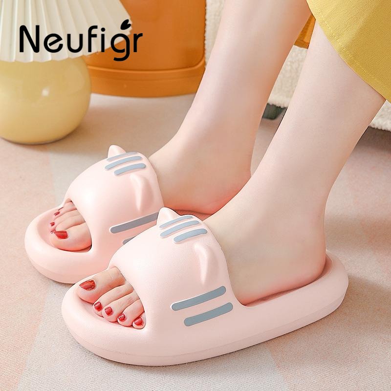 Dép Đi Trong Nhà Đế Dày Chống Trượt In Hình Mèo Dễ Thương Cho Cặp Đôi