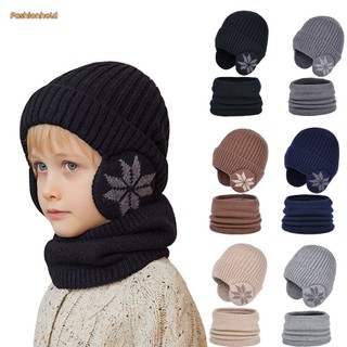 Set Mũ beanie + Khăn Choàng Cổ + Bịt Tai Giữ Ấm Cho Bé