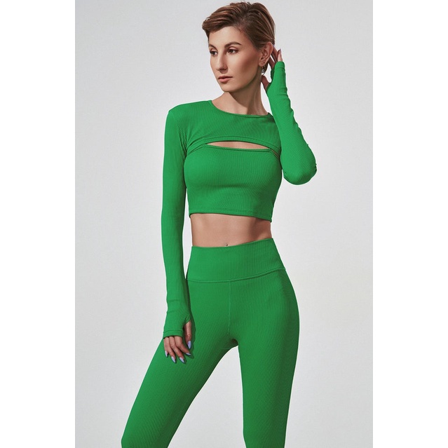 OLABEN Áo phối ngoài tập thể thao Envy Long Top màu cam, xanh