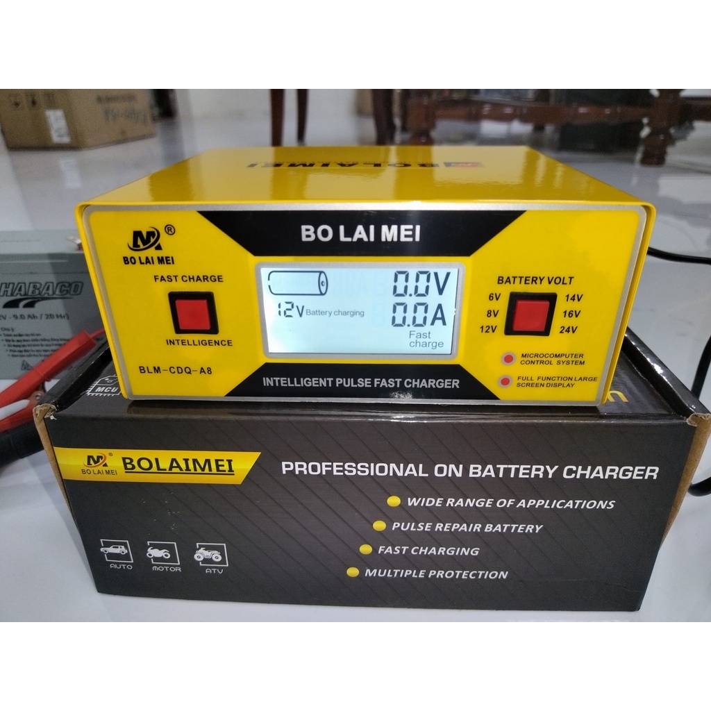 Bộ Sạc Thông Minh Siêu Sạc Acquy 6v-8V-12V-14V-16-24v-Máy sạc bình Ắc quy 6 chệ độ- BLM-CDQ-A8