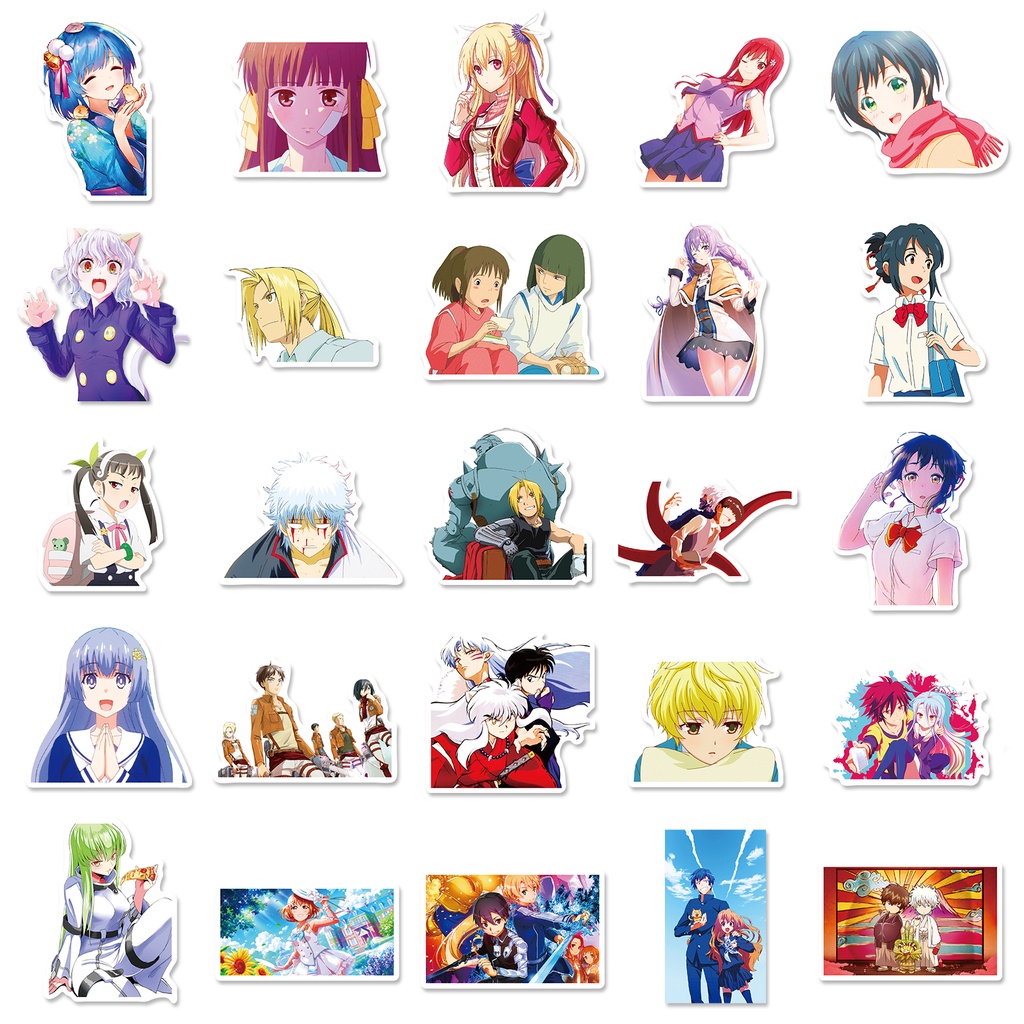 50 Miếng Dán Hoạt Hình demon slayer one punch-man spirited away Chống Thấm Nước Cho Mũ Bảo Hiểm Xe Đạp