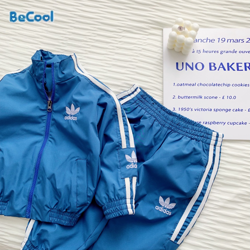 Set Quần Áo Gió Thể Thao Adidass Siêu Xinh Cho Bé, Bộ Quần Áo Thu Đông Cho Bé Từ 10-27kg