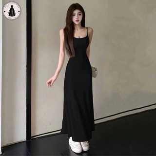 Hot girl thon gọn váy treo nữ hông đáy váy không tay co giãn váy dài vừa phải