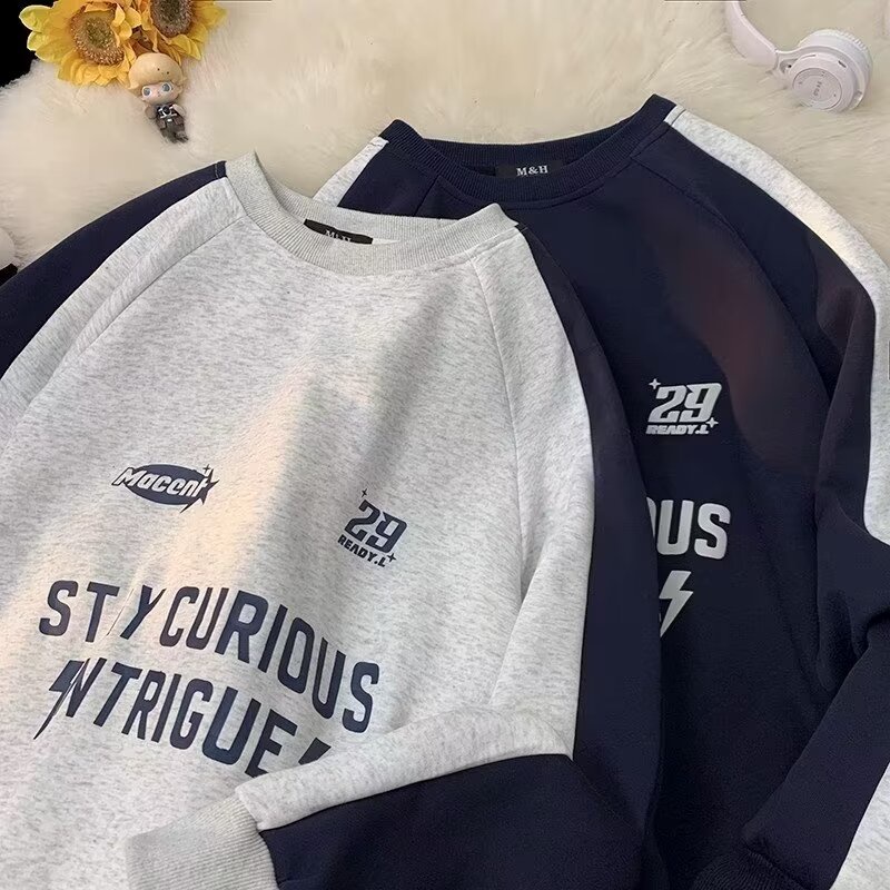 Mới Áo hoodie Tay Dài Cổ Tròn Phong Cách Hàn Quốc Thời Trang Thu Đông Cho Nam