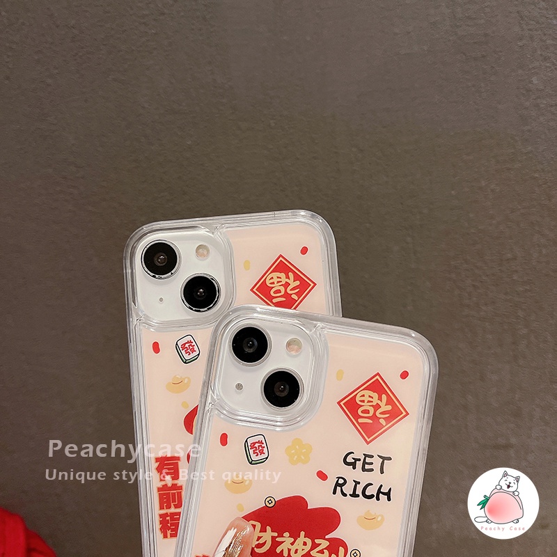 Ốp Điện Thoại acrylic Mừng Năm Mới Có Nước Kim Tuyến Chống Sốc Cho iphone 15 14 plus 13 12 11 pro max 15pro