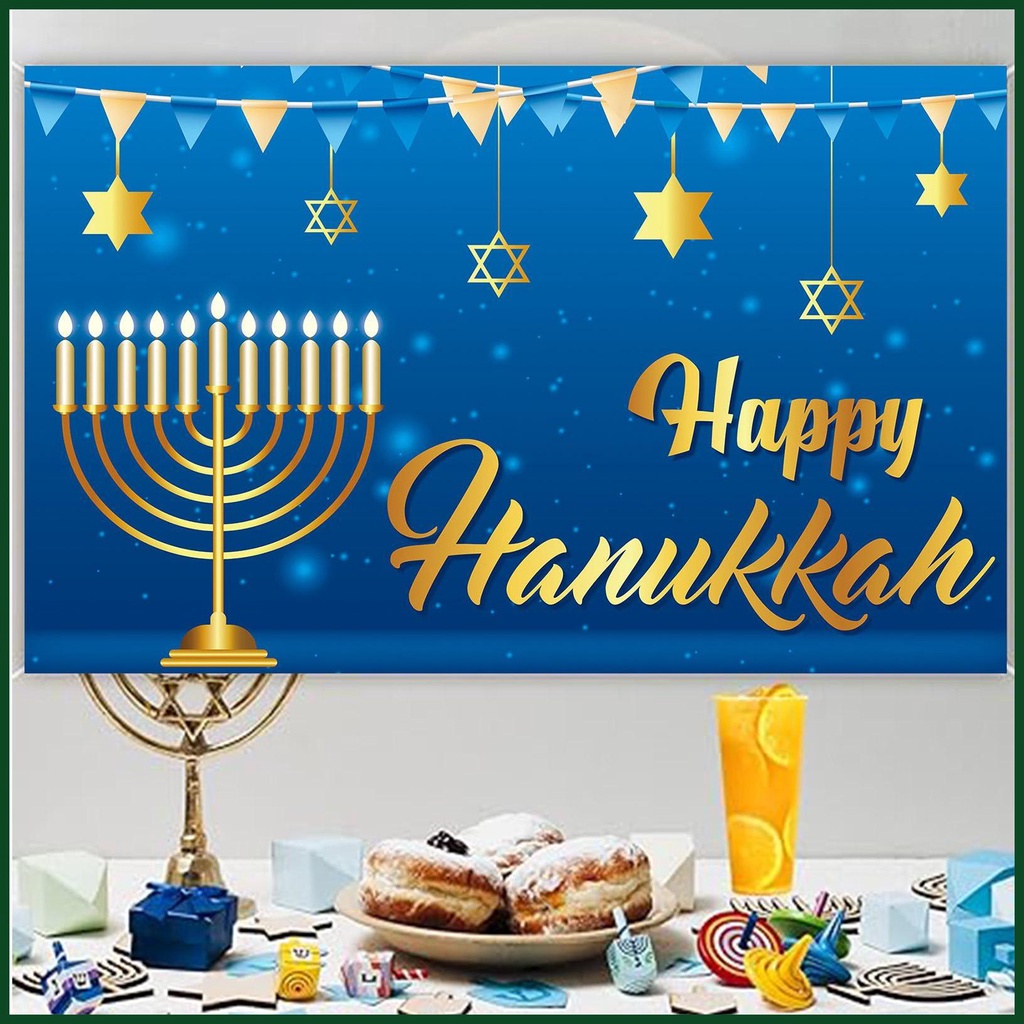 Hanukkah Phụ Kiện Trang Trí Phông Nền Chụp Ảnh happy hanukkah Màu Xanh Dương