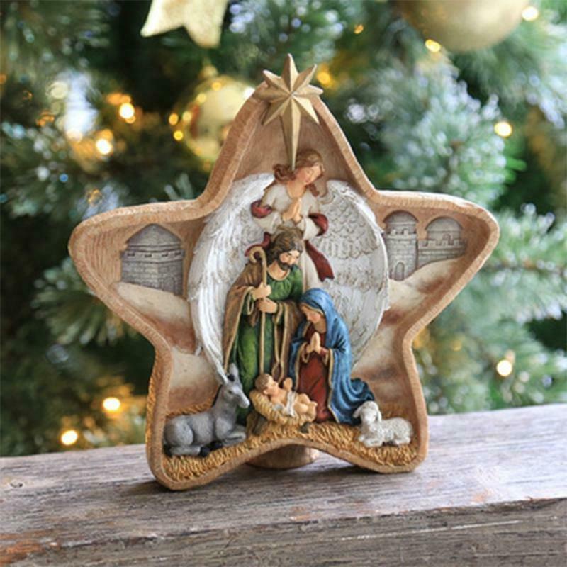 New Star Christian Jesus Nativity Scene Decoration Tabletop Figurine Resin Craft