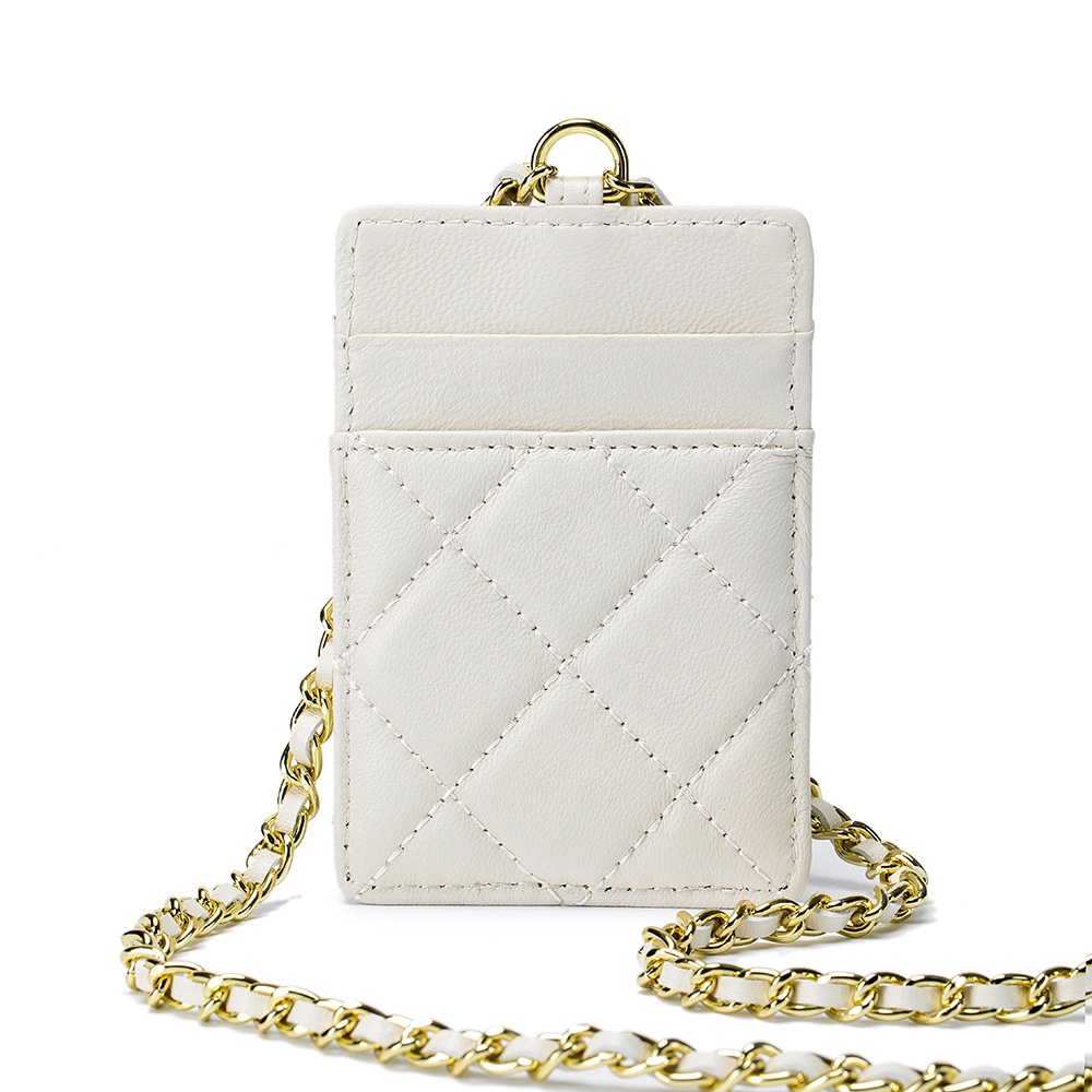 Ví Đựng Thẻ Siêu Mỏng Bằng Da Cừu Phối Dây Xích Thiết Kế Đơn Giản Cho Nữ Giá Đỡ