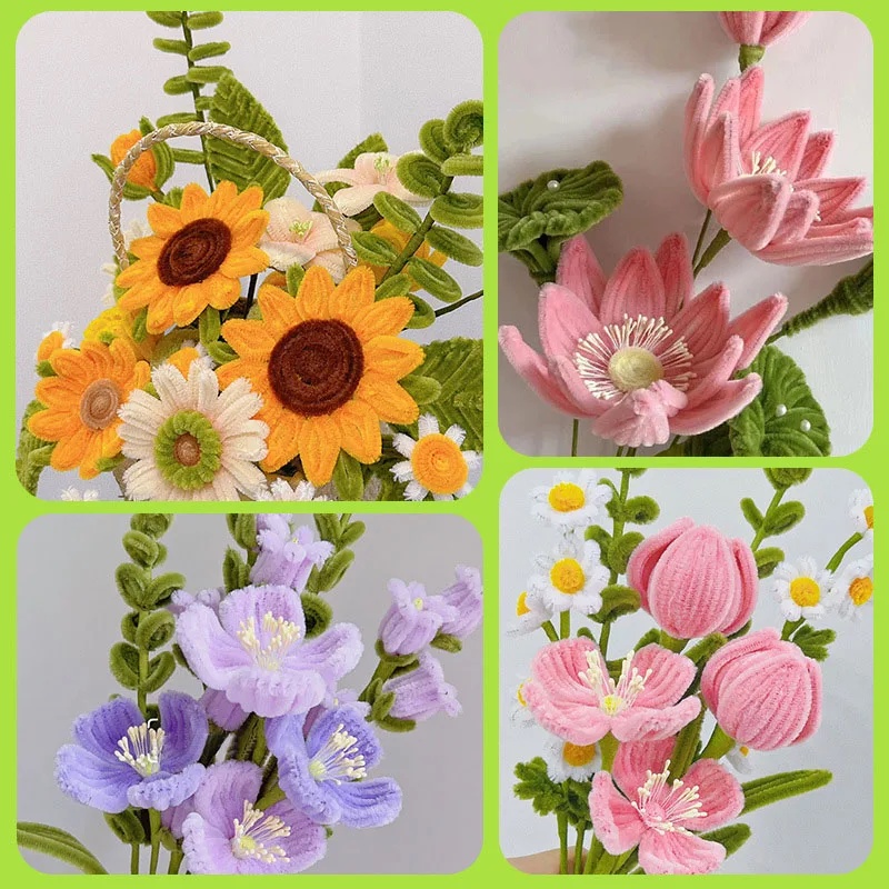 Set 100 Dây kẽm nhung màu pastel làm đồ trang trí handmade, Dây kẽm lông làm đồ chơi thủ công cho bé