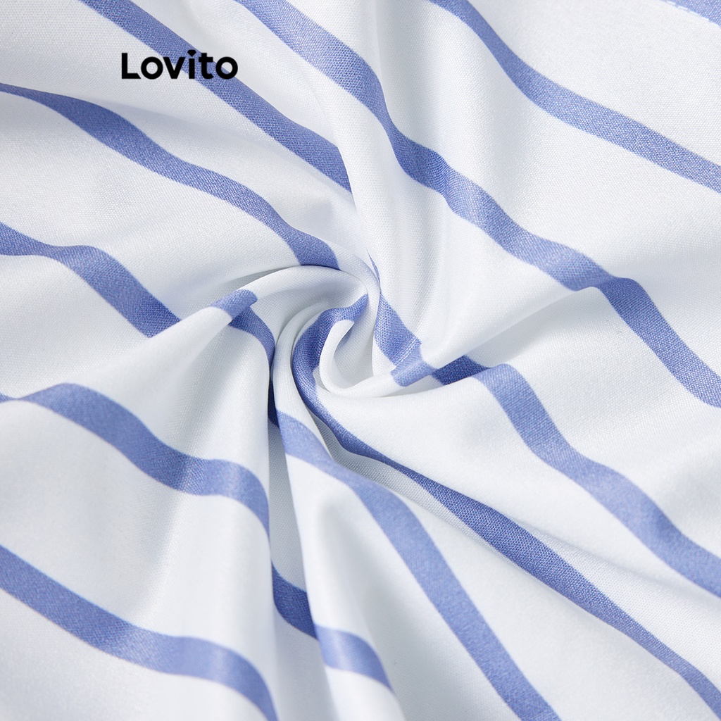 Lovito Áo sơ mi sọc cài cúc thông thường cho nữ LNE27154