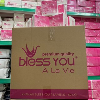 [Thùng 60 Bịch] Có Mã QR - Khăn Ăn Vuông Nhỏ 12cm x12cm BLESS YOU Bịch 100 Tờ_Vĩnh Lộc A