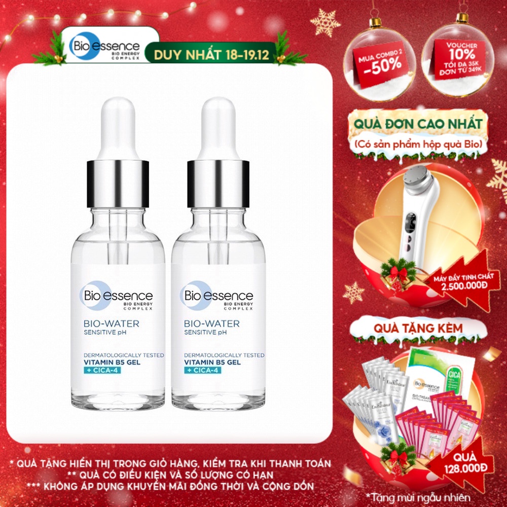 Combo 2 Tinh chất dưỡng ẩm và phục hồi Bio-essence Bio-water Bio gel Vitamin B5 30ml