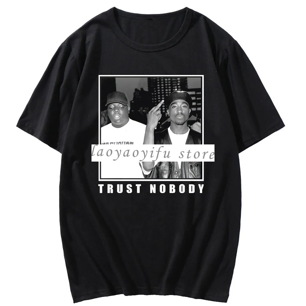 Gangsta Rap 2Pac Áo nam Thời Trang Hàn Quốc Áo nam Sáng Tạo Gangsta 2Pac Tupac Shakur Tee Quá Khổ Hi