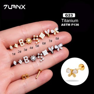 1 Bông Tai Titan g23 Hình Bướm Khảm Đá zircon Vĩnh Viễn