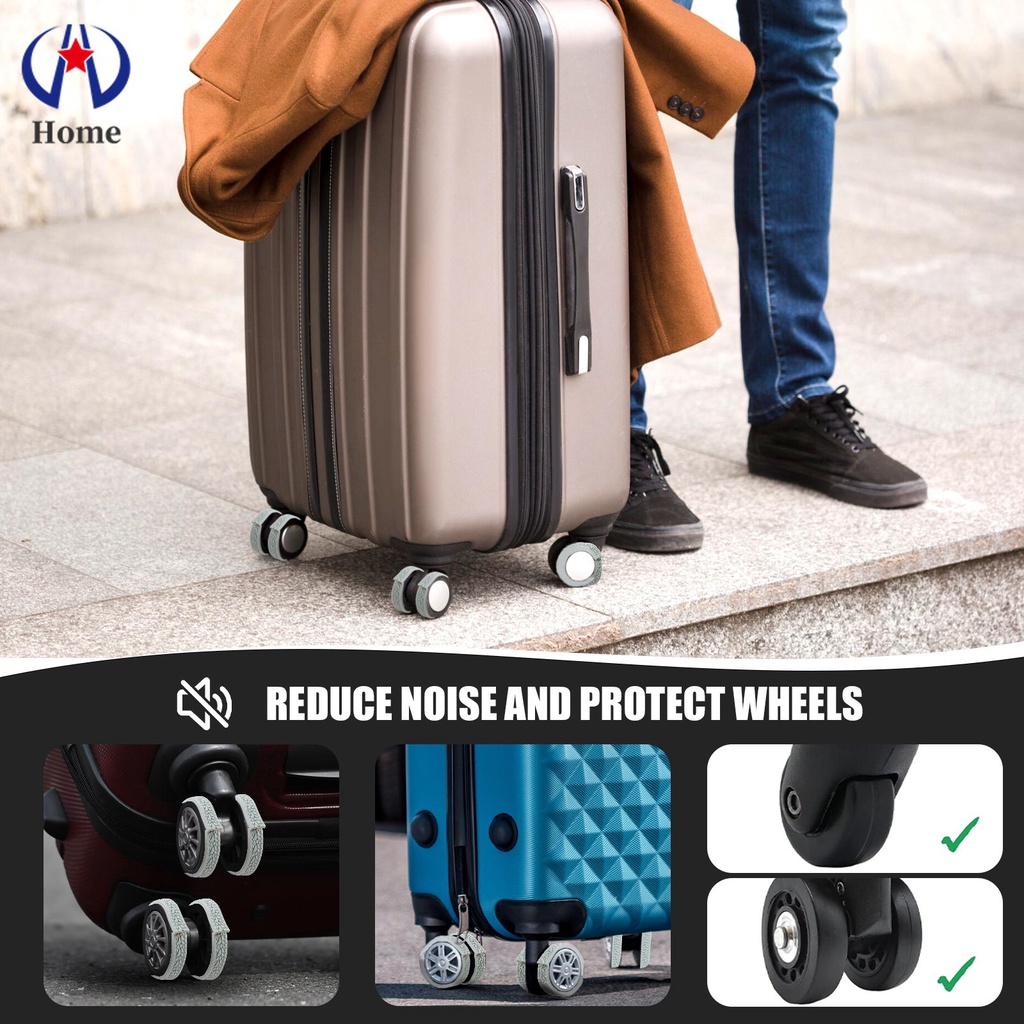 Bộ 16 Vỏ Bọc Bánh Xe Vali Hành Lý Bằng silicone Chống Nước Không Ồn 1.2cm shopskc7076