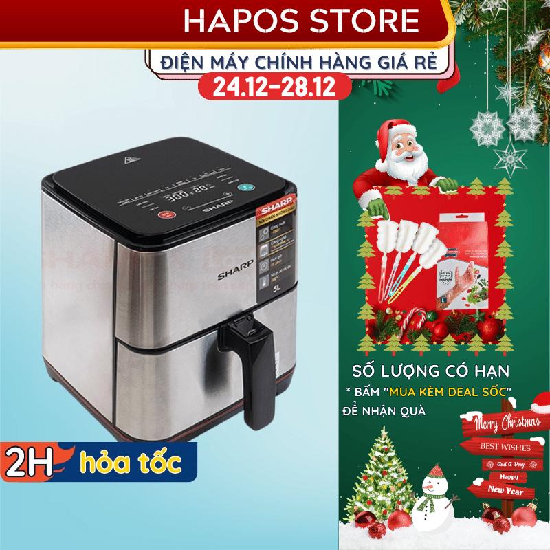 Nồi chiên Sharp 5 Lít Chính hãng 1400W, chiên không dầu mỡ chống dính, điều khiển điện tử KF-AF50EV-ST - HAPOS OFFICIAL