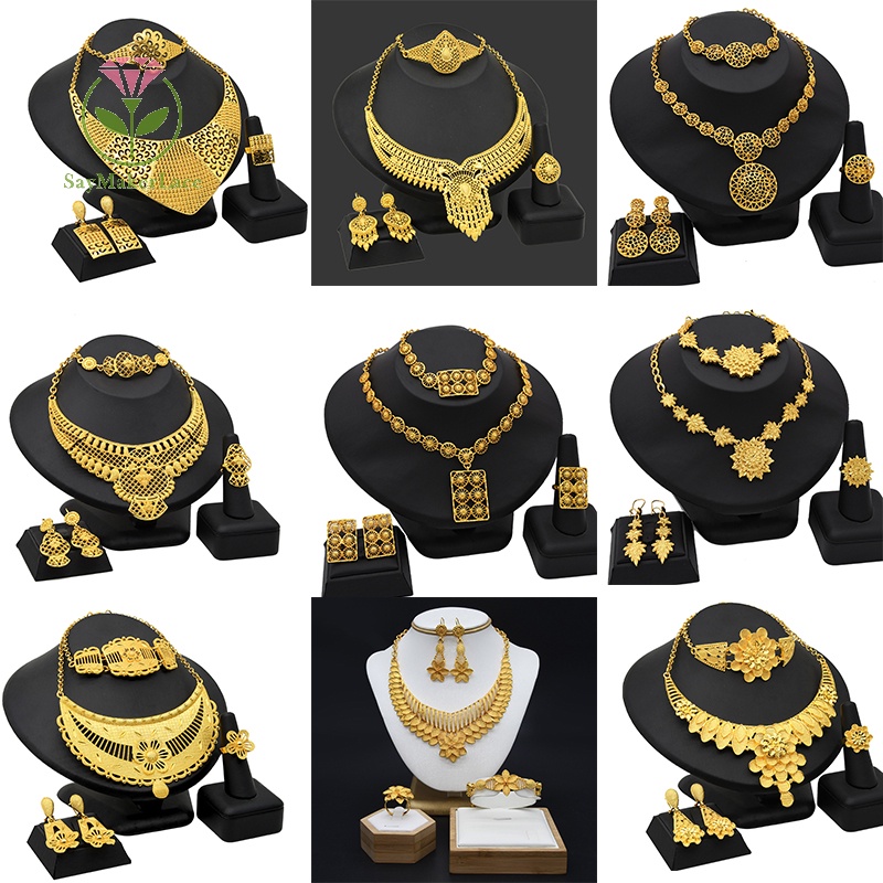 Bộ Trang Sức 4 Món Mạ Vàng 24k Phong Cách Ấn Độ Thời Trang Cho Nữ