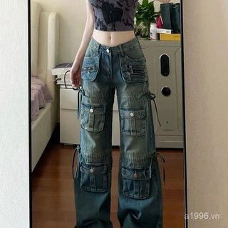 Quần Yếm jeans Dài Ống Rộng Thời Trang Cho Nữ